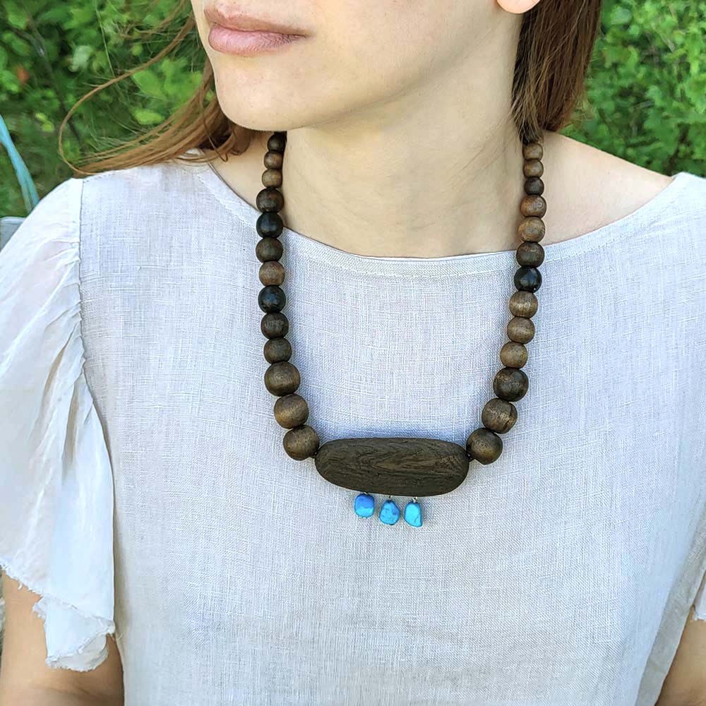 Kõrvarõngad DELMARE - ajupuit, värvitud hauliit - Image 5